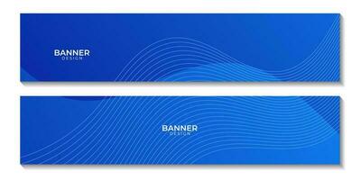 set of banners with abstract blue wave gradient background vector