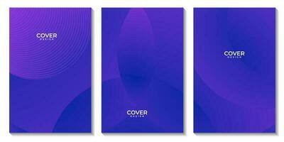 set of flyers with abstract purple and blue background with waves vector