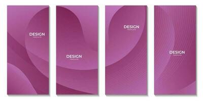 set of brochures with abstract pink wave gradient background vector