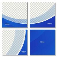 set of abstract blue wave background with white space vector