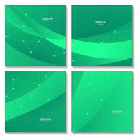set of abstract green colorful geometric background with triangle shape pattern and molecular vector