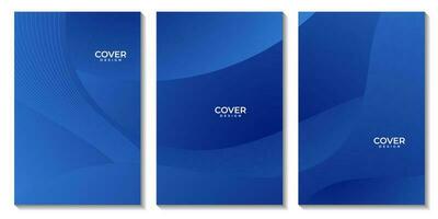 set of flyers with abstract blue wave gradient background vector