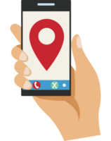 hand using smartphone and gps app png