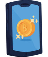 bitcoin dourado no smartphone png