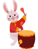 asian rabbit playing drum png