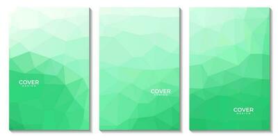 set of flyers with abstract green geometric colorful background vector