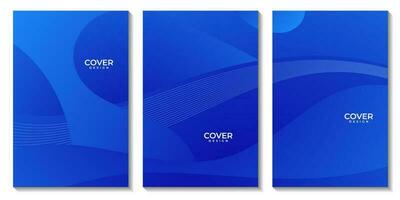 a set of flyers with abstract blue art wave background. vector illustration.