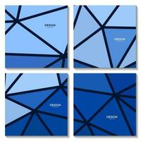 set of squares abstract geometric blue colorful background with triangles shape vector