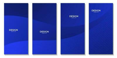 set of brochures with abstract navy blue wave gradient background for business vector