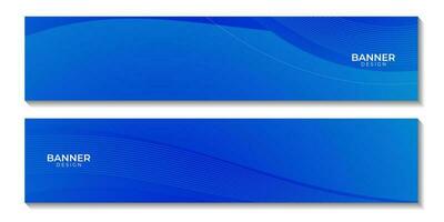 a set of banners with abstract blue wave gradient background vector