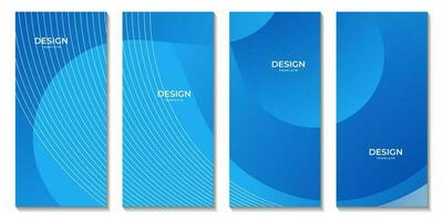 set of brochures with abstract bright blue wave gradient background for business vector