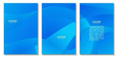 set of flyers template with abstract modern blue sea wave background. vector illustration