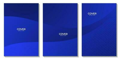 set of flyers with abstract navy blue wave gradient background for business vector