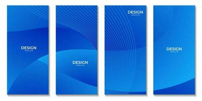 set of brochures with abstract blue wave gradient background for business vector