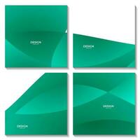 set of abstract green wave colorful background with copy space area vector