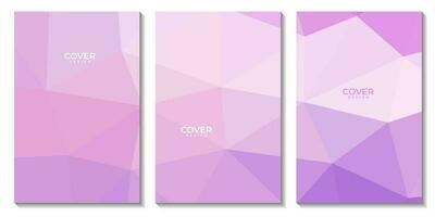 a set of flyers with abstract purple background with triangles vector