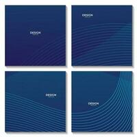 set of dark blue wave background vector illustration