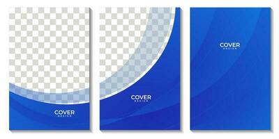 set of flyers with abstract blue wave background with white space vector