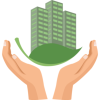 hands protecting green building png