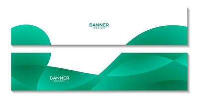 banners set with abstract green wave colorful background with copy space area vector