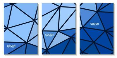 flyers set template with abstract geometric blue colorful background with triangles shape vector