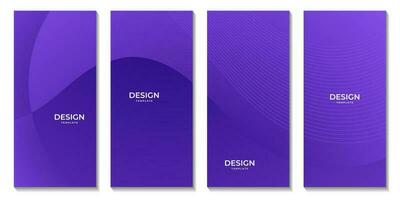 brochures set with abstract purple wave colorful background vector