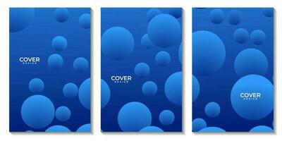 flyer template set with abstract geometric blue water colorful background with circle shape vector