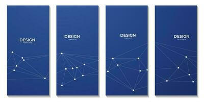 set of brochures with abstract tech background with connected dots vector