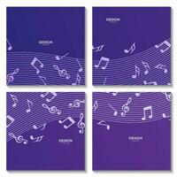 set of flowing music background vector illustration