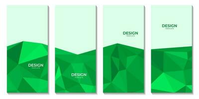 set of brochures. abstract triangles green background. vector illustration.