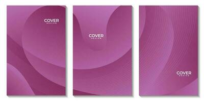 set of flyers with abstract pink wave gradient background vector