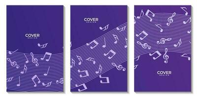 set of flyers flowing music background vector illustration