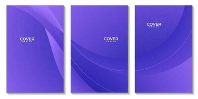 set of flyers with abstract purple wave colorful background vector