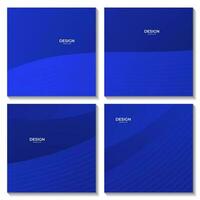 set of abstract navy blue wave gradient background for business vector
