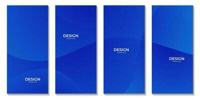 set of brochures with blue wave background for business vector