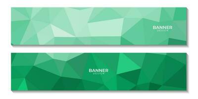 set of banners. abstract triangles green background. vector illustration.