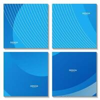 set of abstract bright blue wave gradient background for business vector