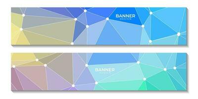 set of banners with abstract colorful background with triangles and connected dots vector
