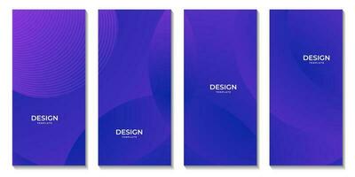 conjunto de folletos con resumen púrpura y azul antecedentes con olas vector