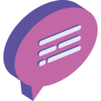 purple speech bubble isometric png