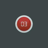 vector number three button icon collection.