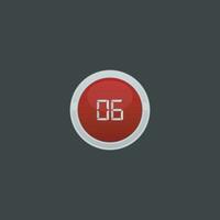 vector number six button icon collection.