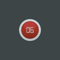 vector number six button icon collection.