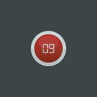 number nine vector button icon collection.