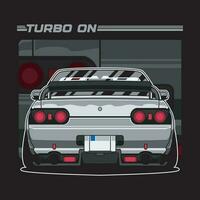 Illustration of a car active turbo. Vector graphics for t-shirt prints and other uses.