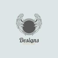 Winged circle emblem. winged circle logo design template. vector