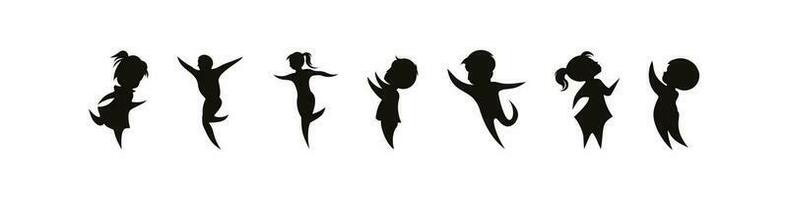 Vector silhouette of children,icon collection of children silhouettes boys and girls set vector illustration