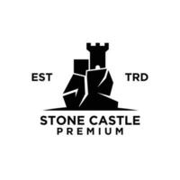 Roca castillo fortaleza logo icono diseño ilustración vector