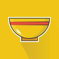 Illustration Vector of Yellow Bowl in Flat Design