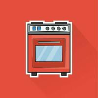 Illustration Vector of Red Stove in Flat Design